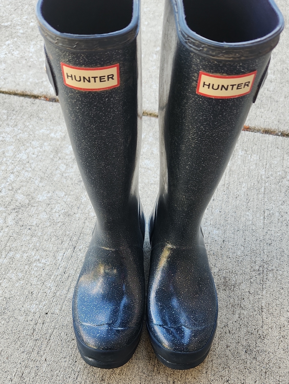 Hunter Rain Boots Navy Glittered Eu 37 G 6 B 5